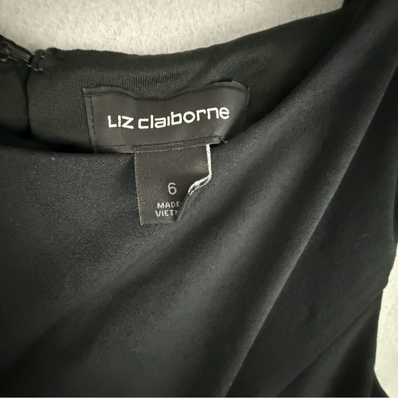 Liz Claiborne Dress Women's Size 6 Sleeveless Mesh Trim Zip Back Black - Picture 9 of 13